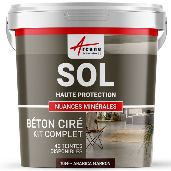 KIT BETON CIRE SOL HAUTE PROTECTION-kit10m2-Arabica-Marron-Aspect / Couleur