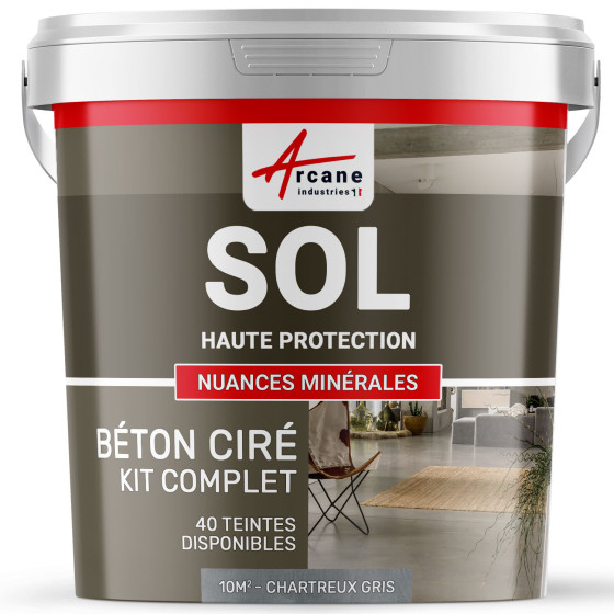 KIT BETON CIRE SOL HAUTE PROTECTION-kit10m2-Chartreux-Gris-Aspect / Couleur