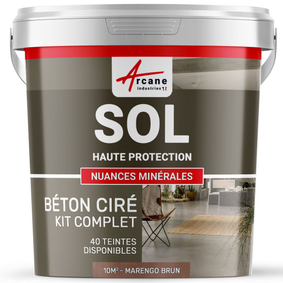 KIT BETON CIRE SOL HAUTE PROTECTION-kit10m2-Marengo-Brun-Aspect / Couleur