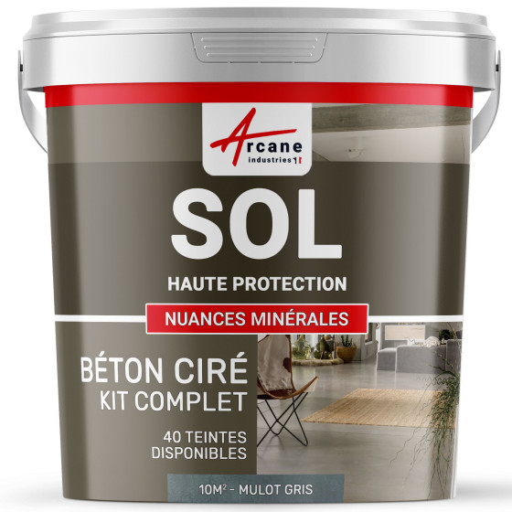 KIT BETON CIRE SOL HAUTE PROTECTION-kit10m2-Mulot-Gris-Aspect / Couleur