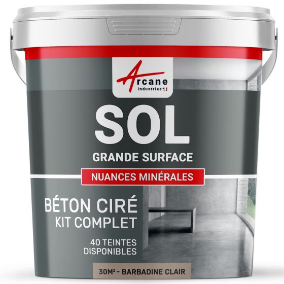 KIT BETON CIRE SOL GRANDE SURFACE HAUTE PROTECTION-Kit30m2-Barbadine-Clair-Aspect / Couleur