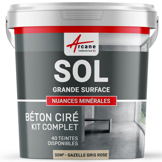 KIT BETON CIRE SOL GRANDE SURFACE HAUTE PROTECTION-Kit30m2-Gazelle-Gris-rose-Aspect / Couleur KIT BETON CIRE SOL GRANDE SURFACE HAUTE PROTECTION-Kit30m2-Gazelle-Gris-rose-Aspect / Couleur