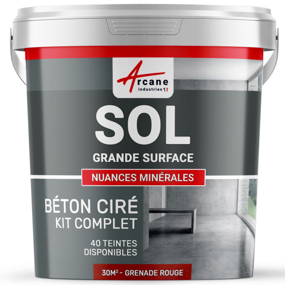 KIT BETON CIRE SOL GRANDE SURFACE HAUTE PROTECTION-Kit30m2-Grenade-Rouge-Aspect / Couleur