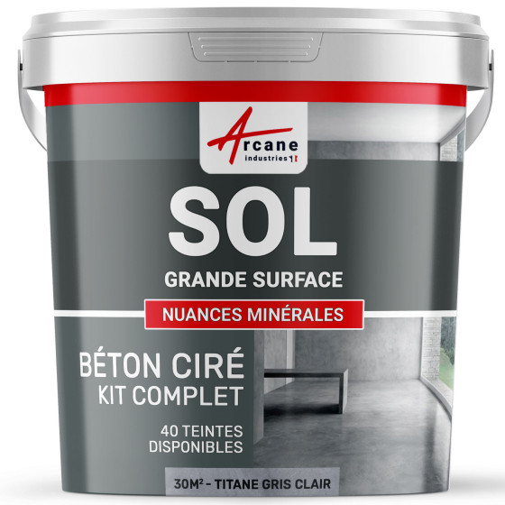KIT BETON CIRE SOL GRANDE SURFACE HAUTE PROTECTION-Kit30m2-Titane-Gris-clair-Aspect / Couleur