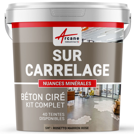 1-Main-KIT BETON CIRE SUR CARRELAGE-kit5m2-Rosetto-Marron-rose-Aspect / Couleur 1-Main-KIT BETON CIRE SUR CARRELAGE-kit5m2-Rosetto-Marron-rose-Aspect / Couleur