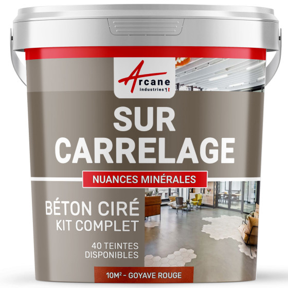 1-Main-KIT BETON CIRE SUR CARRELAGE-kit10m2-Goyave-Rouge-Aspect / Couleur