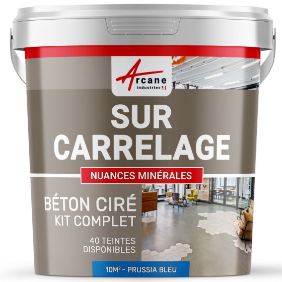 1-Main-KIT BETON CIRE SUR CARRELAGE-kit10m2-Prussia-Bleu-Aspect / Couleur