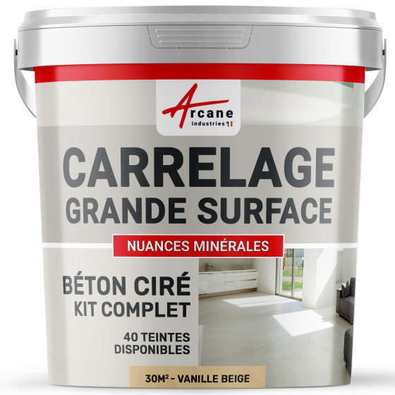 KIT BETON CIRE SUR CARRELAGE GRANDE SURFACE-Kit-30m2-Vanille-Beige-Aspect / Couleur KIT BETON CIRE SUR CARRELAGE GRANDE SURFACE-Kit-30m2-Vanille-Beige-Aspect / Couleur