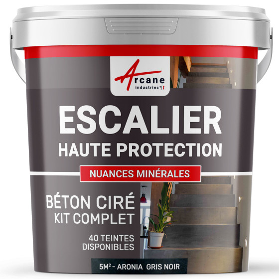 B‚ton Cir‚ Escalier - Kit Complet-kit5m2-Aronia-Gris-Noir-Aspect / Couleur B‚ton Cir‚ Escalier - Kit Complet-kit5m2-Aronia-Gris-Noir-Aspect / Couleur
