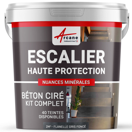 B‚ton Cir‚ Escalier - Kit Complet-kit2m2-Flanelle-Gris-fonce-Aspect / Couleur B‚ton Cir‚ Escalier - Kit Complet-kit2m2-Flanelle-Gris-fonce-Aspect / Couleur