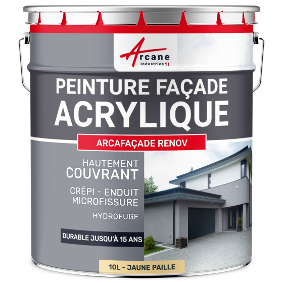 Peinture Crépi Façade Acrylique - ARCAFAÇADE RENOV-10L-Jaune-Paille-Ral-085-90-30-Aspect / Couleur Peinture Crépi Façade Acrylique - ARCAFAÇADE RENOV-10L-Jaune-Paille-Ral-085-90-30-Aspect / Couleur