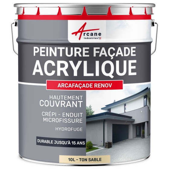 Peinture Crépi Façade Acrylique - ARCAFAÇADE RENOV-10L-Ton-Sable-Ral-085-90-20-Aspect / Couleur