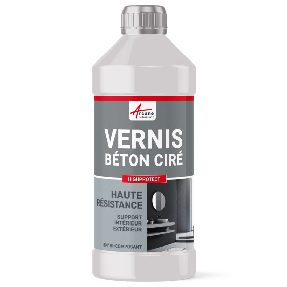 Vernis vitrificateur béton ciré extérieur polyuréthane HAUTE RESISTANCE - HIGHPROTECT-kit5m2-Transparente-Aspect / Couleur