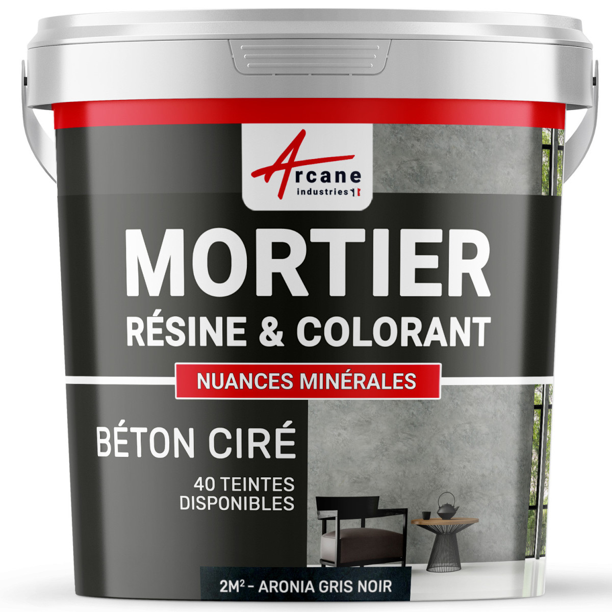 Kit béton ciré "Le Basique" : Mortier + Résine + Colorant - NUANCES MINÉRALES