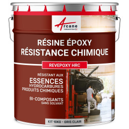 Peinture résine epoxy résistant hydrocarbures et essence - REVEPOXY HRC-Kit-10kg-Gris-clair-Aspect / Couleur