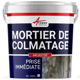 Mortier anti infiltration eau prise ultra rapide colmatage : ARCASTOP-5Kg-Gris-Couleur / Aspect