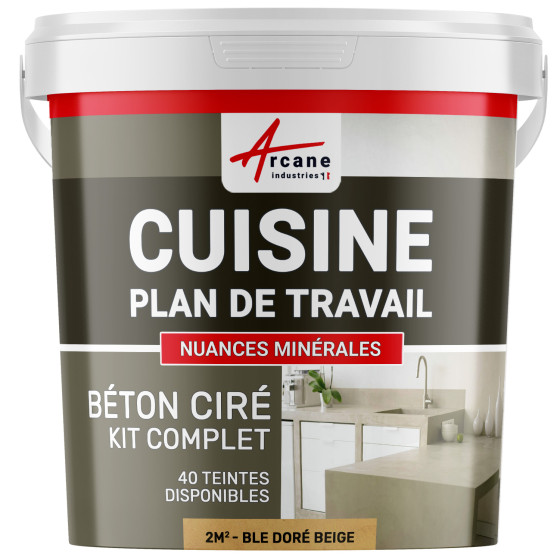1-Main-Béton Ciré Cuisine : Plan de travail, Crédence - Kit 2m2 - Ble dore - beige 1-Main-Béton Ciré Cuisine : Plan de travail, Crédence - Kit 2m2 - Ble dore - beige