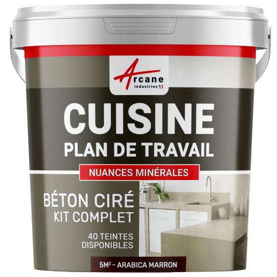 1-Main-Béton Ciré Cuisine : Plan de travail, Crédence - kit 5m2m - arabica marron