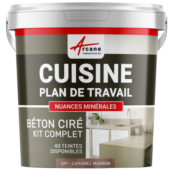 1-Main-Béton Ciré Cuisine : Plan de travail, Crédence - kit 5m2 - Caramel marron 1-Main-Béton Ciré Cuisine : Plan de travail, Crédence - kit 5m2 - Caramel marron