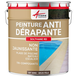 Peinture antidérapante sol extérieur intérieur - RÉSINE SOLTHANE RD-kit30kg-Brun-pale-ral-8025-Aspect / Couleur