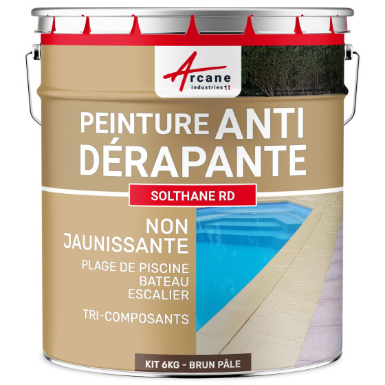 Peinture antidérapante sol extérieur intérieur - RÉSINE SOLTHANE RD-Kit6kg-Brun-pale-ral-8025-Aspect / Couleur
