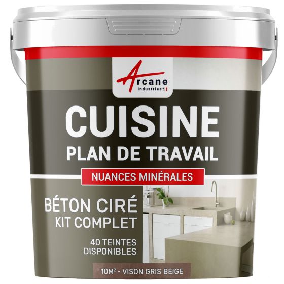 1-Main-BETON CIRE CUISINE - Kit Complet - Kit 10m2 - Vision gris beige 1-Main-BETON CIRE CUISINE - Kit Complet - Kit 10m2 - Vision gris beige
