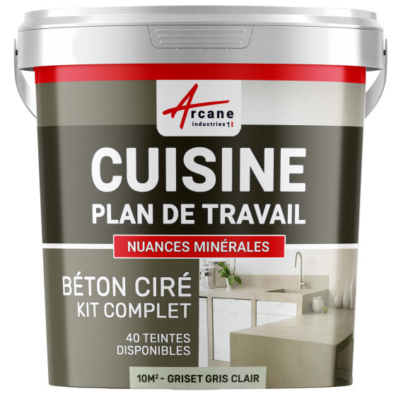 1-Main-Béton Ciré Cuisine : Plan de travail, Crédence - Kit 10m2 - Griset gris clair
