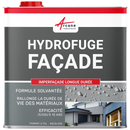 Hydrofuge solvanté pour mur façade crépi briques et enduits: IMPERFACADE-0-75L-jusqua-3-75m2-Transparent-Couleur / Aspect