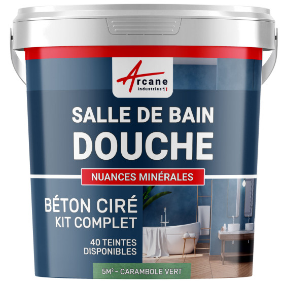 1-Main-Kit B‚ton Cir‚ Salle de Bain : Enduit imperm‚able-kit5m2-Carambole-Vert-Aspect / Couleur 1-Main-Kit B‚ton Cir‚ Salle de Bain : Enduit imperm‚able-kit5m2-Carambole-Vert-Aspect / Couleur