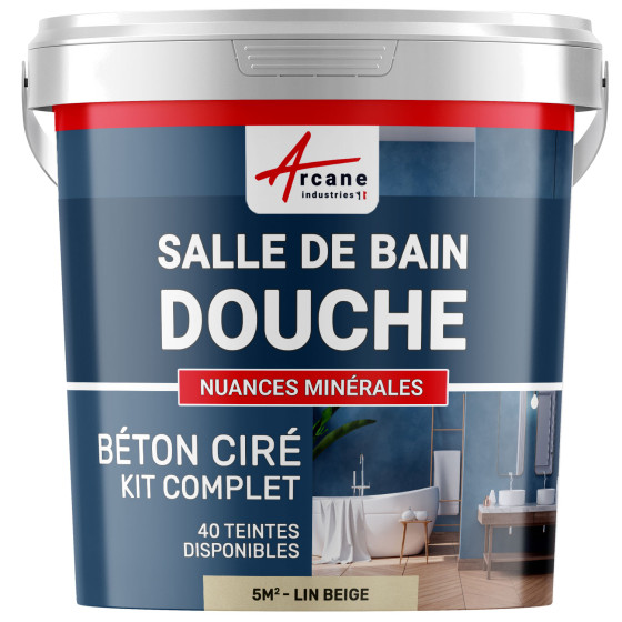 1-Main-Kit B‚ton Cir‚ Salle de Bain :  Enduit imperm‚able-kit5m2-Lin-Beige-Aspect / Couleur