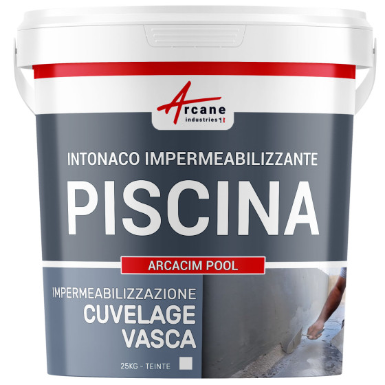 Intonaco impermeabilizzante per piscina in calcestruzzo immerso: ARCACIM POOL 25 kg Bianco