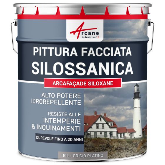 ARCAFAÇADE SILOXANE 10 L (+ o - 60 m² in 1 strato) Grigio platino - RAL 7036
