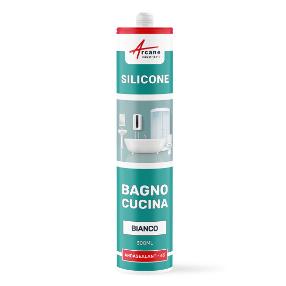 Guarnizione per bagno: Silicone per doccia, vasca, lavandino - ARCASEALANT - 45 300 ml x 1 Bianco Guarnizione per bagno: Silicone per doccia, vasca, lavandino - ARCASEALANT - 45 300 ml x 1 Bianco
