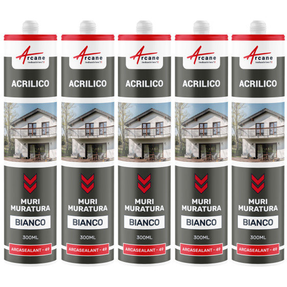 Mastice Acrilico per Muri e Muratura: ARCAMASTIC MACONNERIA 300 ml x 5 Bianco