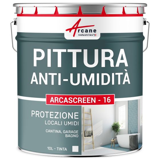 Pittura anti-umidità per pareti umide di bagni o cantine: ARCASCREEN - 16 10 L (fino a 40 m²)