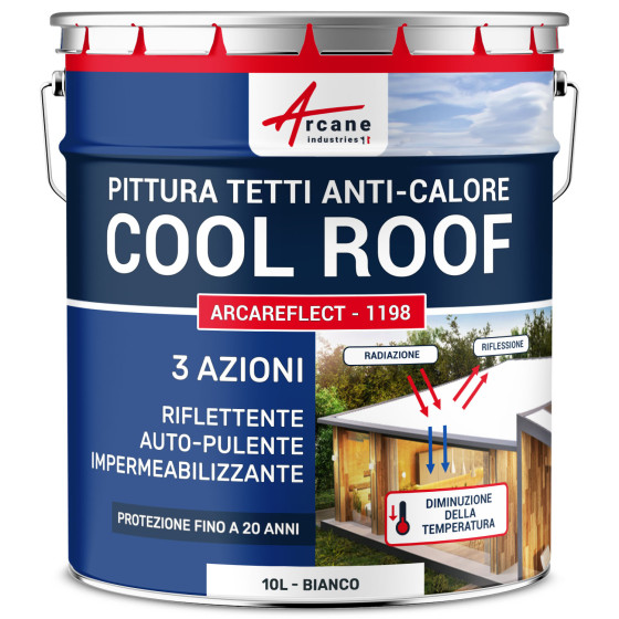 Vernice per tetti Coolroof: ARCAREFLECT - 1198 10 L Bianco