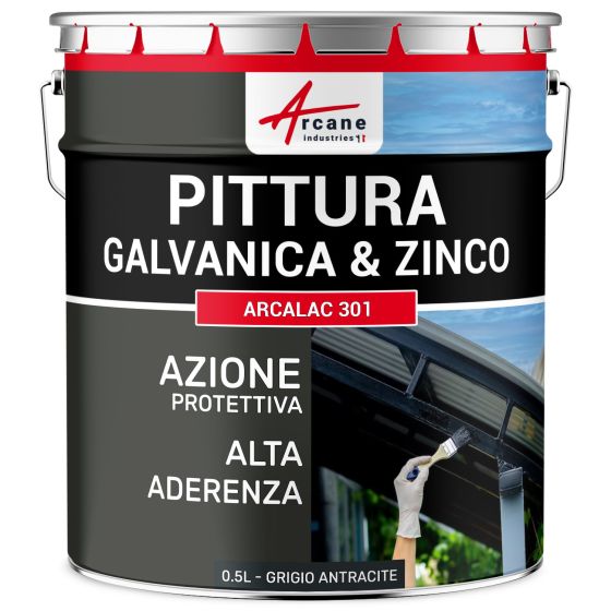 Vernice per Galvanizzato e Zinco: ARCALAC 301 0.5 L Grigio Antracite - RAL 7016 Vernice per Galvanizzato e Zinco: ARCALAC 301 0.5 L Grigio Antracite - RAL 7016