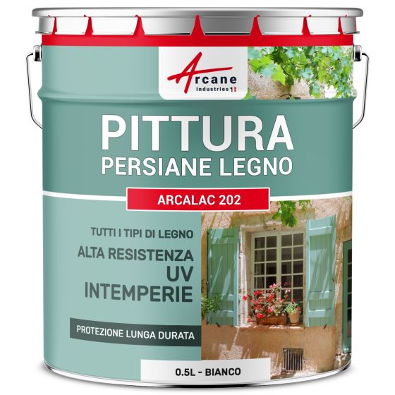 Vernice per Persiane in Legno: ARCALAC 202 0.5 L RAL 9003 - Bianco