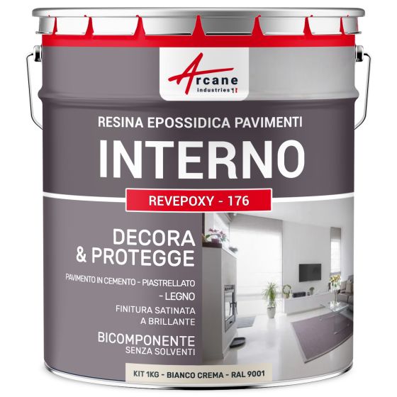 Resina Epossidica per Pavimenti Interni - REVEPOXY - 176 1 kg  RAL 9001 - Bianco Crema