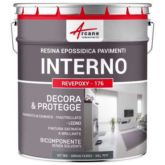 Resina Epossidica per Pavimenti Interni - REVEPOXY - 176 1 kg  RAL 7011 - Grigio Ferro