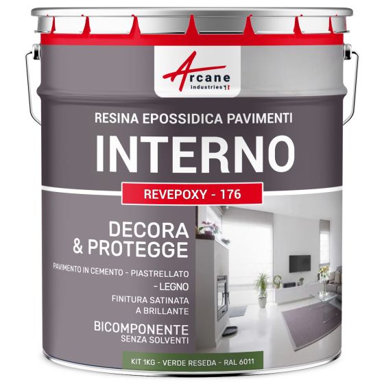 Resina Epossidica per Pavimenti Interni - REVEPOXY - 176 1 kg  RAL 6011 - Verde Reseda