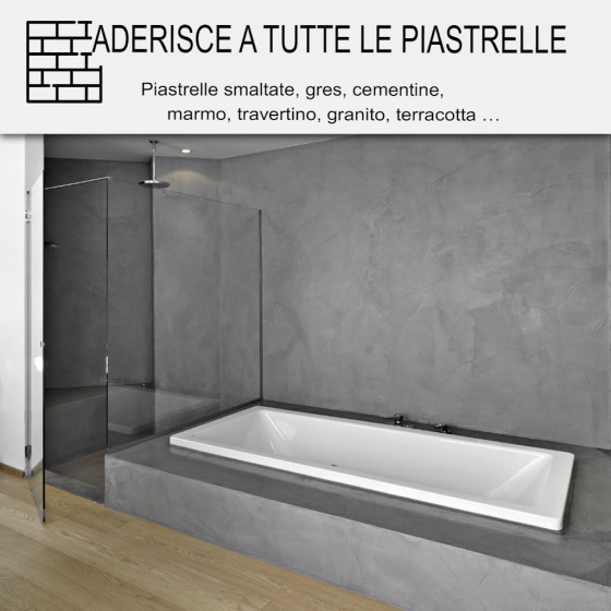 KIT DI BETON CERATO PER PIASTRELLE 2 m²  Flanella Grigio Scuro