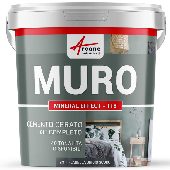 KIT CEMENTO CERATO PER PARETI 2 m² - Satinato Flanella Grigio Scuro