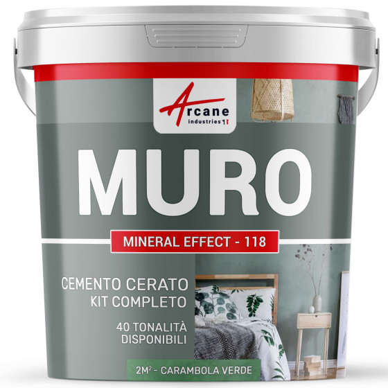 KIT CEMENTO CERATO PER PARETI 2 m² - Finitura opaca Carambola Verde