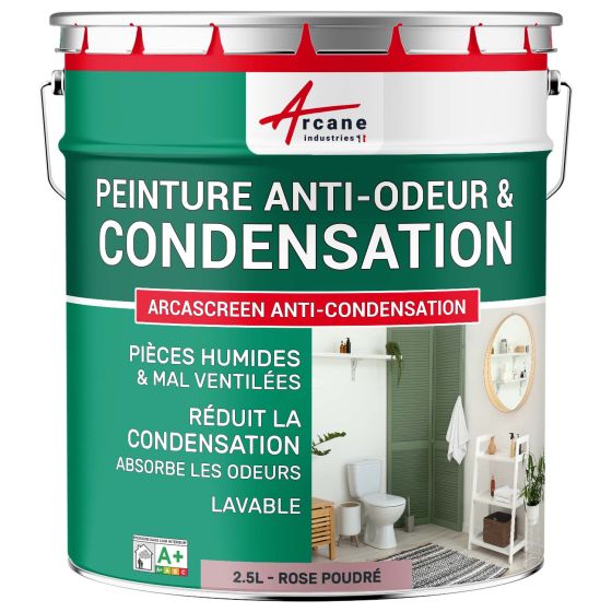 Peinture anti condensation, odeurs et moisissure pour pièce humide : Arcascreen Anti Condensation Couleur / Aspect2.5L rose poud
