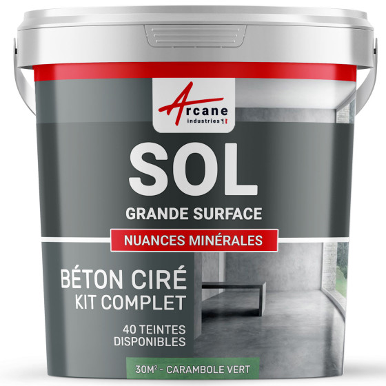 KIT BETON CIRE SOL GRANDE SURFACE HAUTE PROTECTION-Kit30m2-Carambole-Vert-Aspect / Couleur