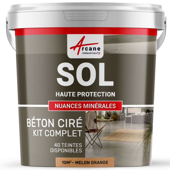 KIT BETON CIRE SOL HAUTE PROTECTION-kit10m2-Melon-Orange-Aspect / Couleur