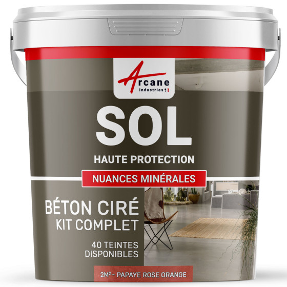 KIT BETON CIRE SOL HAUTE PROTECTION-kit2m2-Papaye-Rose-Orange-Aspect / Couleur