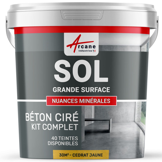 KIT BETON CIRE SOL GRANDE SURFACE HAUTE PROTECTION-Kit30m2-Cedrat-Jaune-Aspect / Couleur