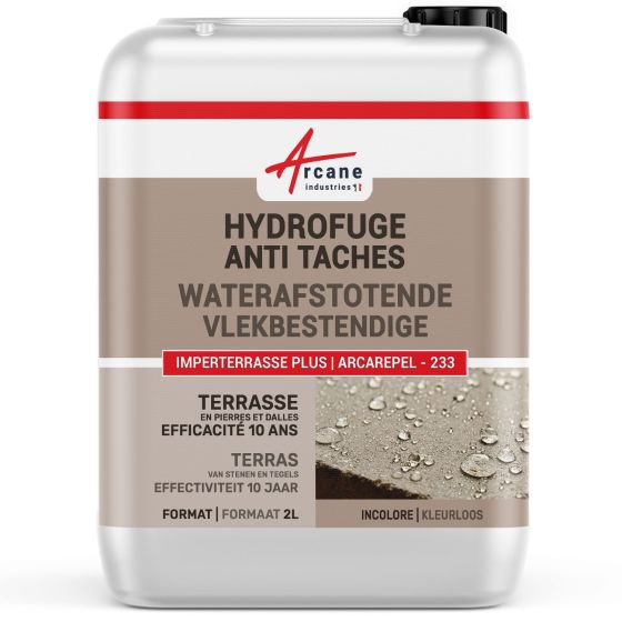 Waterafstotend en olieafstotend terras - Oplosmiddelhoudend waterdichtmakend middel met langdurig effect: ARCAREPEL 233